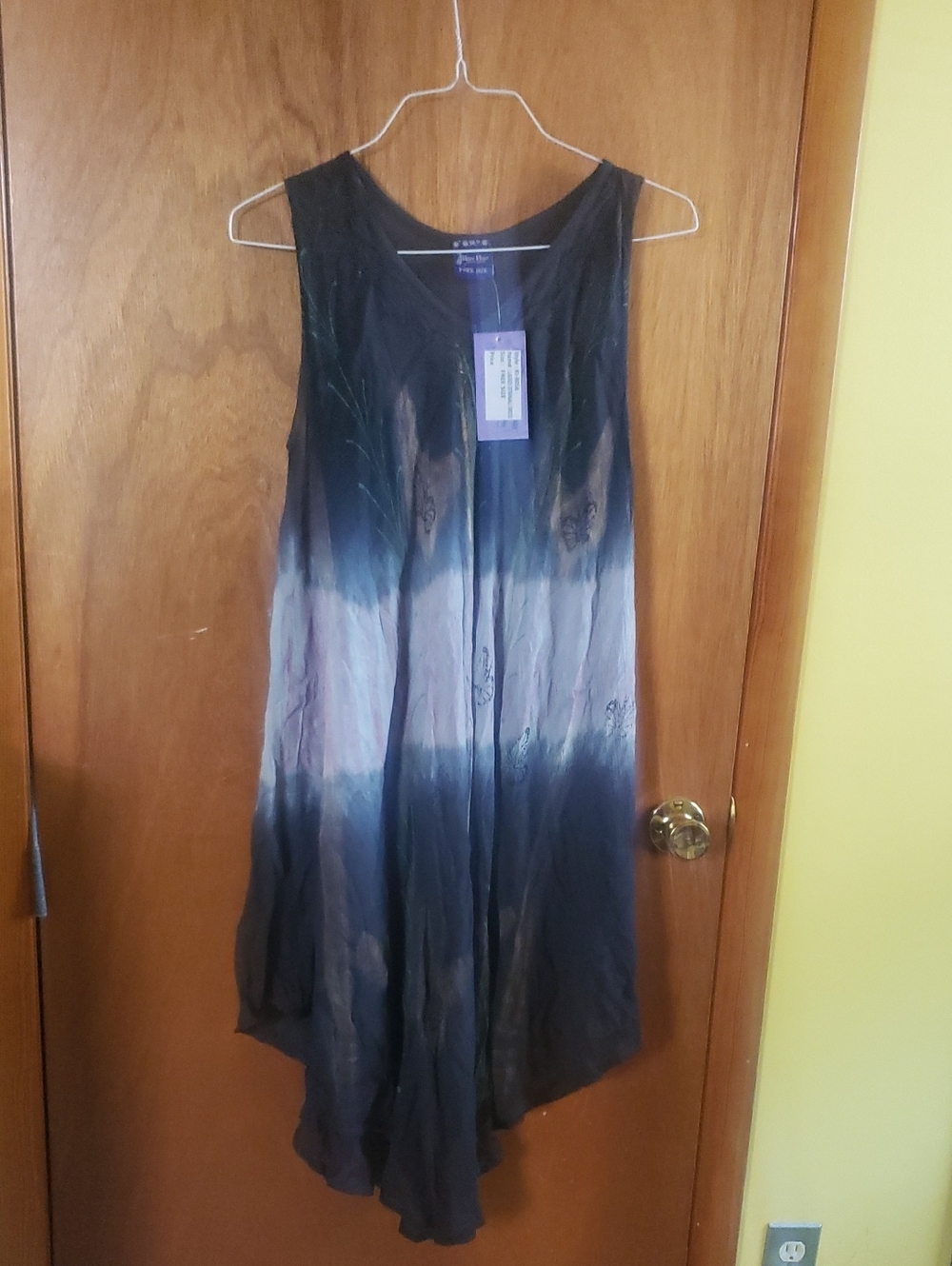 Sleeveless Ombre Tie-Dye Women’s Dress - Black & Gray OS Blue Hue